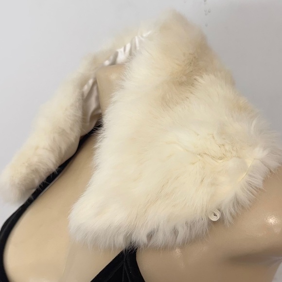 Vintage‎ Genuine Fox Fur Winter White Ivory Soft Dress Jacket Collar Wedding - Picture 4 of 16